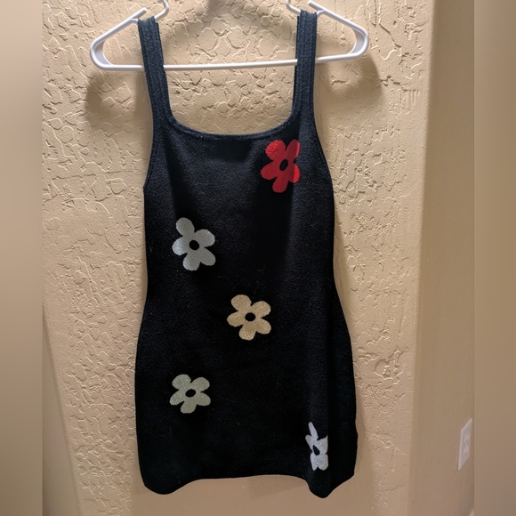 CIDER Knit Square Neck Floral Mini Dress - Picture 2 of 4